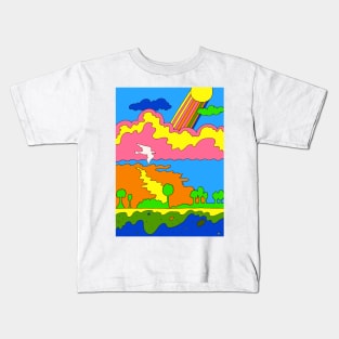 Happy Rainbow Landscape Kids T-Shirt